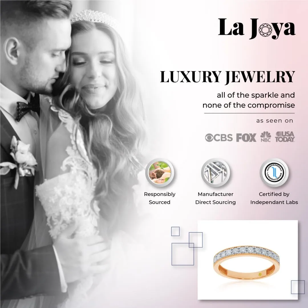 Lab Grown Diamond Wedding Bands for Women | 10K Yellow, White and Rose Gold Certified 1/10-1/2 Carat Milgrain Diamond Anniversary Bands, Promise Rings and Stackable Bands