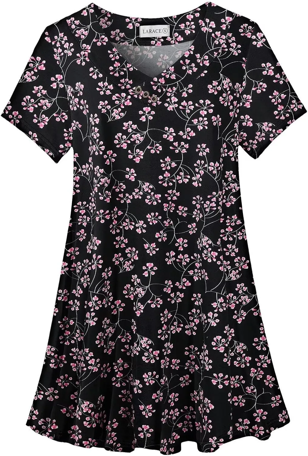 LARACE Plus Size Tops for Womens T Shirts Button Down Summer Clothes Short Sleeve Tunics Casual V Neck Blouses