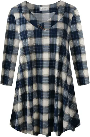 LARACE Plus Size Tunic Women's 3/4 Sleeve Tops And Blouses V Neck Shirts Loose Basic Tee