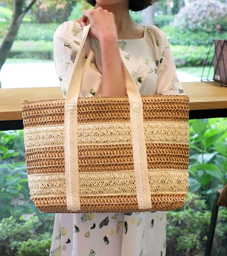 Large Straw Beach Bag Women Tote Bag Woven Shoulder Bag Handmade Summer Handbag Hobo Bag for Beach