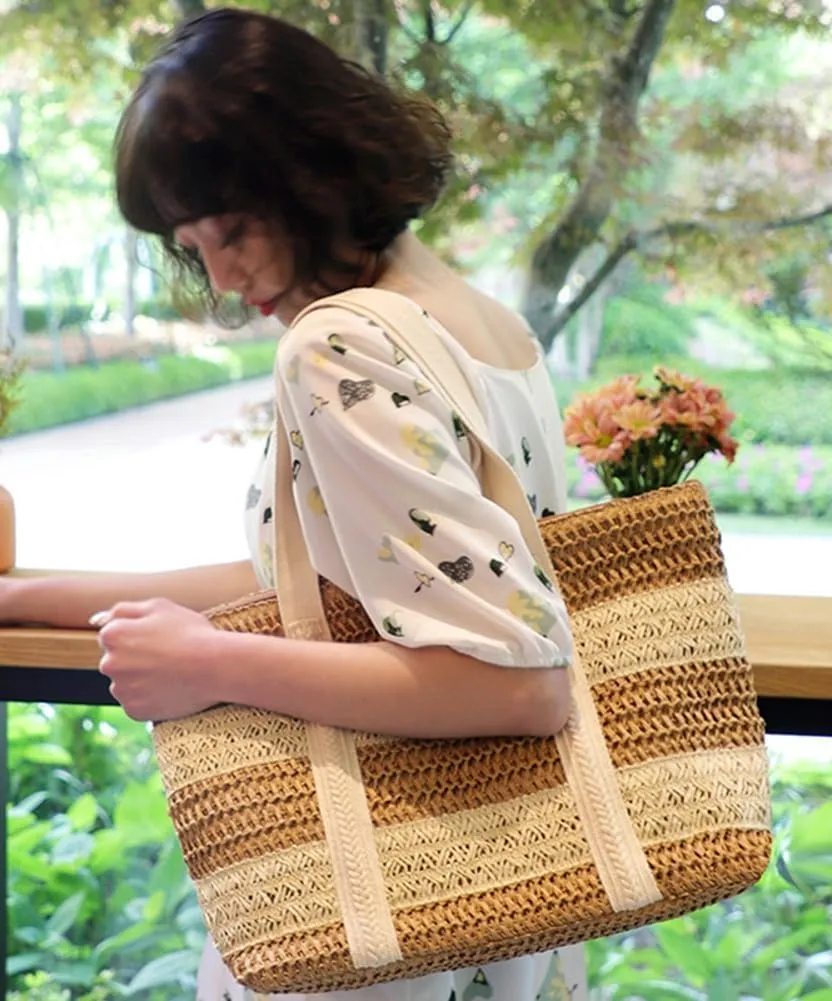 Large Straw Beach Bag Women Tote Bag Woven Shoulder Bag Handmade Summer Handbag Hobo Bag for Beach