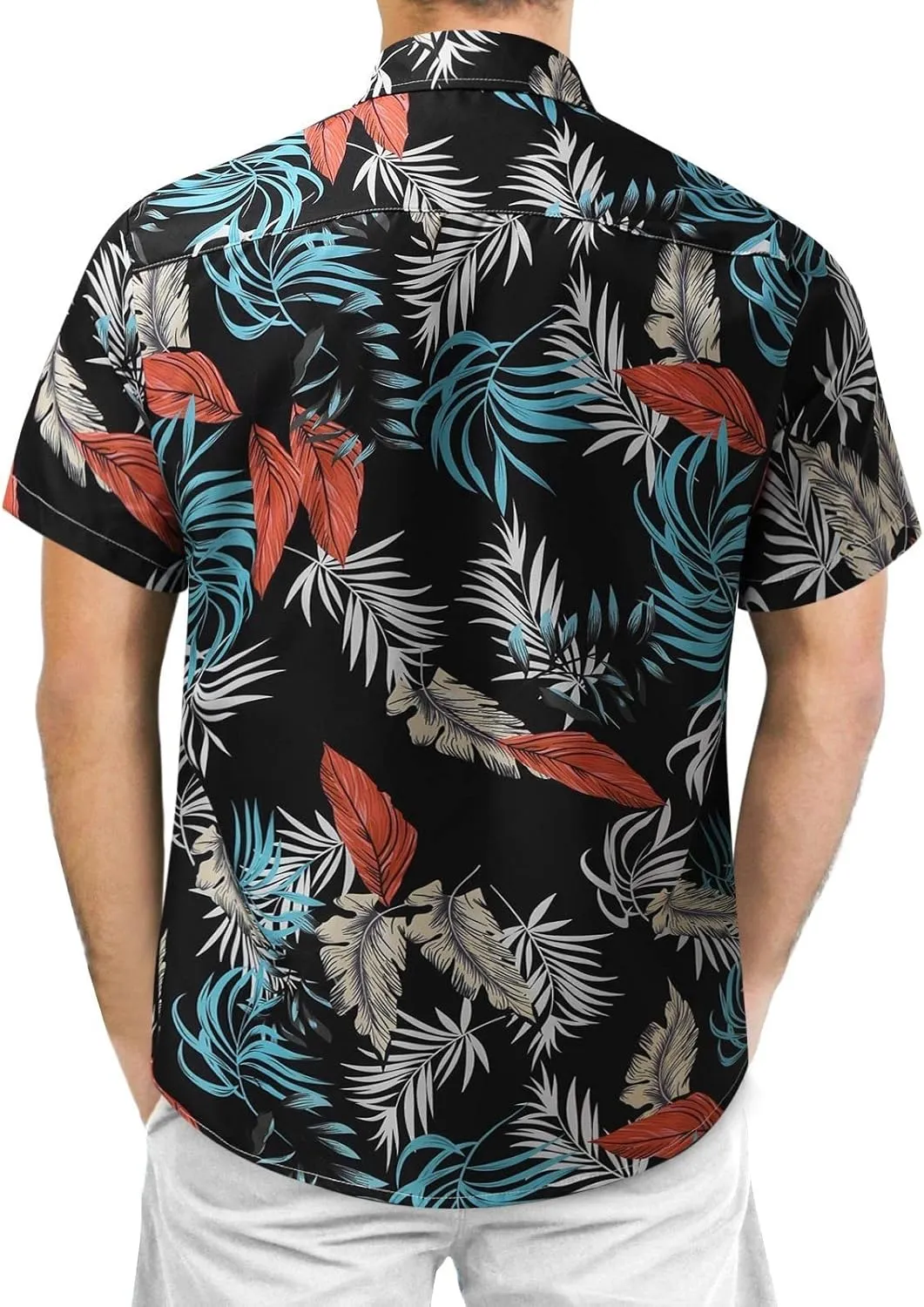 LCMTWX Mens Beach Shirts Mens Fashion and Leisure Color Matching Lapel Button Half Sleeve Shirt T Shirt Short Sleeve for