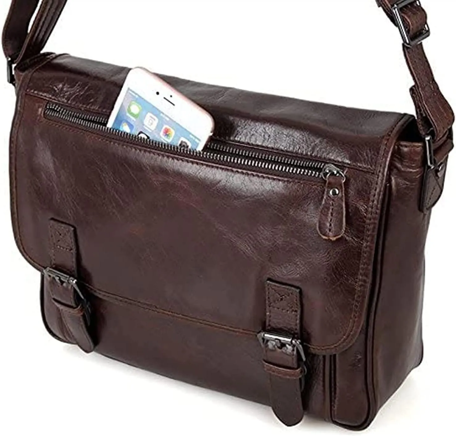 Leather Briefcase for Men Large Capacity Laptop Business Travel Shoulder Bag