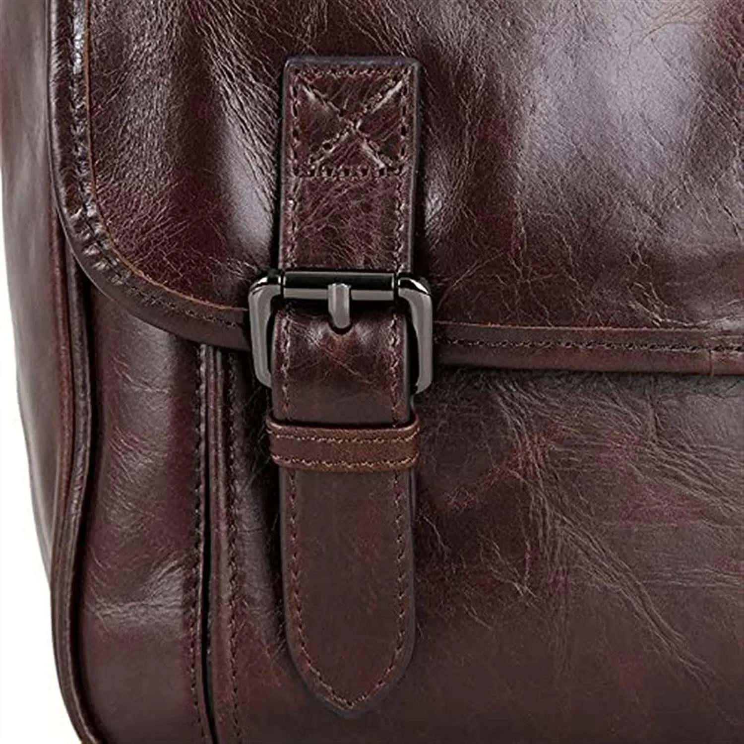 Leather Briefcase for Men Large Capacity Laptop Business Travel Shoulder Bag