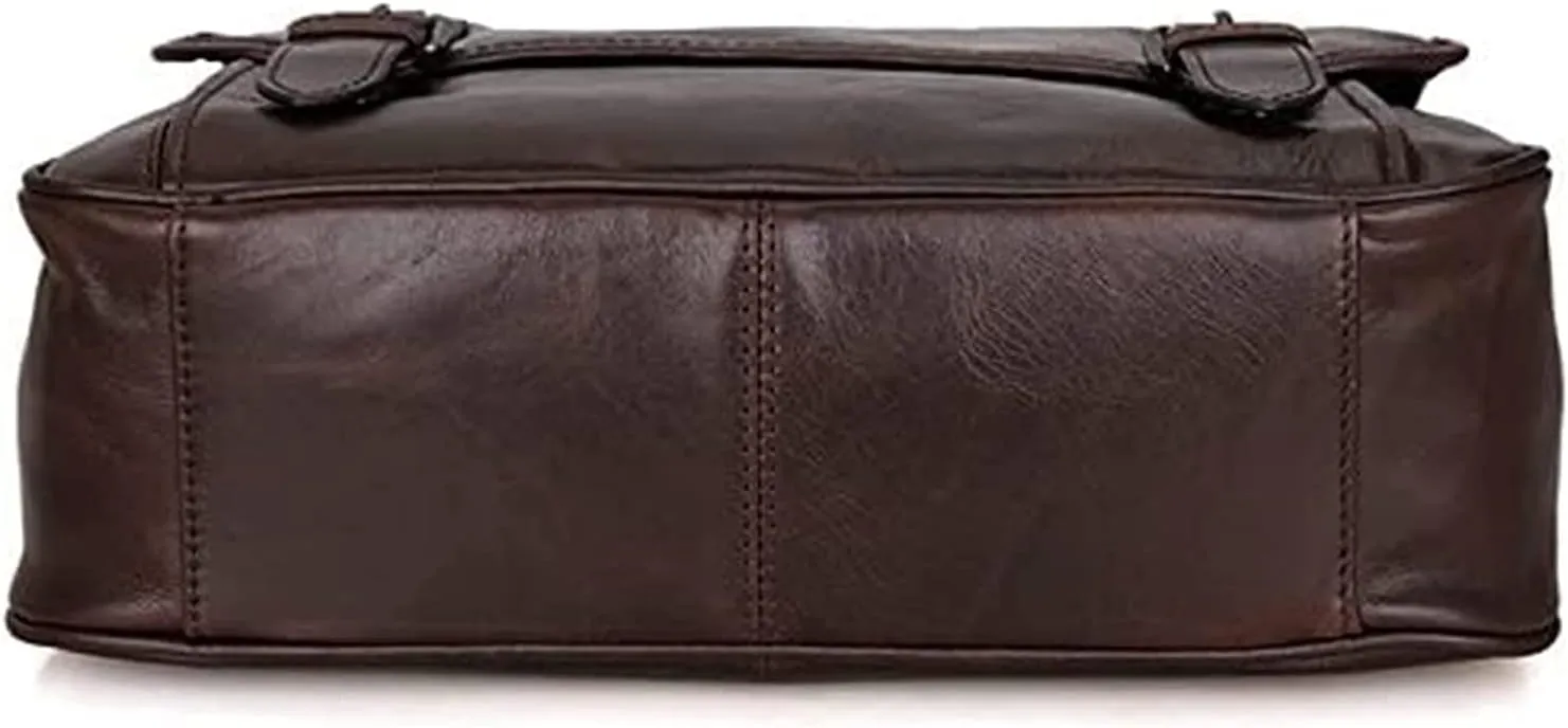 Leather Briefcase for Men Large Capacity Laptop Business Travel Shoulder Bag