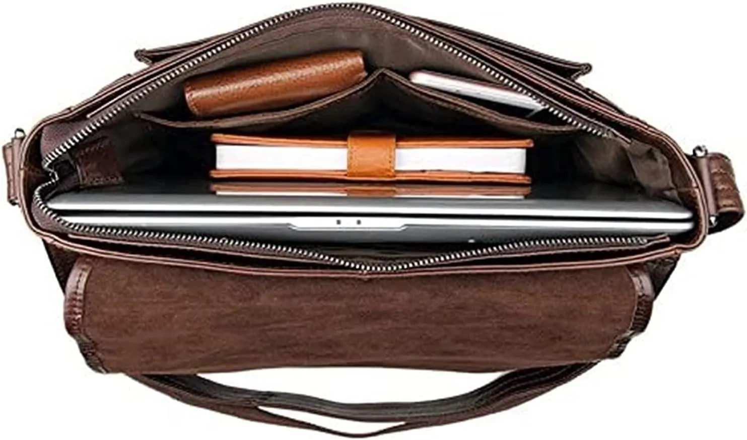 Leather Briefcase for Men Large Capacity Laptop Business Travel Shoulder Bag