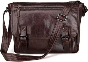 Leather Briefcase for Men Large Capacity Laptop Business Travel Shoulder Bag