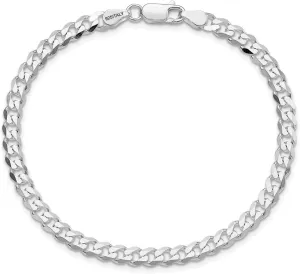 LeCalla Solid 925 Sterling Silver Curb Chain Bracelets | Light-Weight Italian Diamond-Cut Cuban Link Curb Chain Bracelet for Men (6.5, 7, 7.5, 8, 8.5 & 9 Inches), Made in Italy