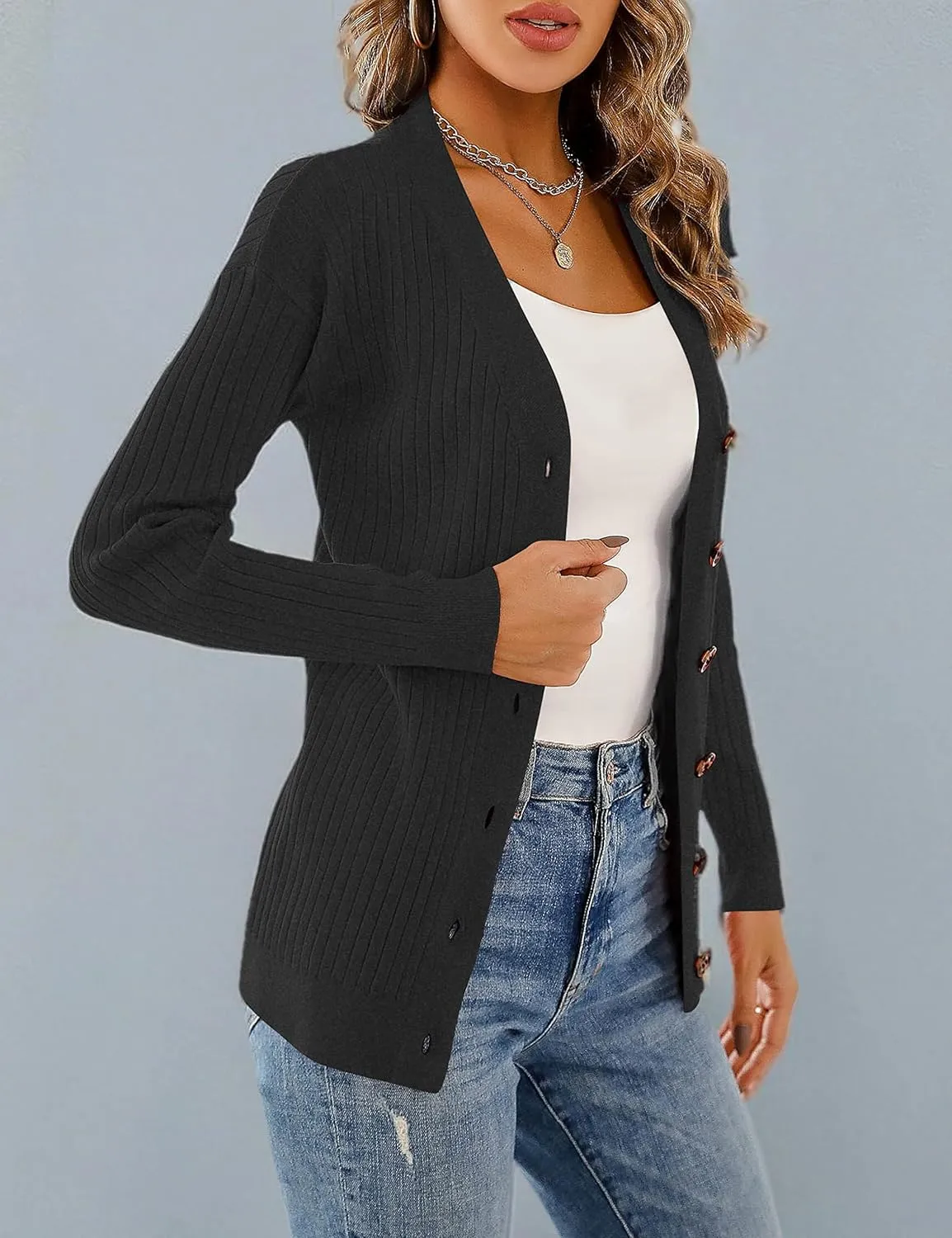 LIENRIDY Women's Knit Cardigan Long Sleeve Button Down Sweater Lightweight Cardigans, S-XL