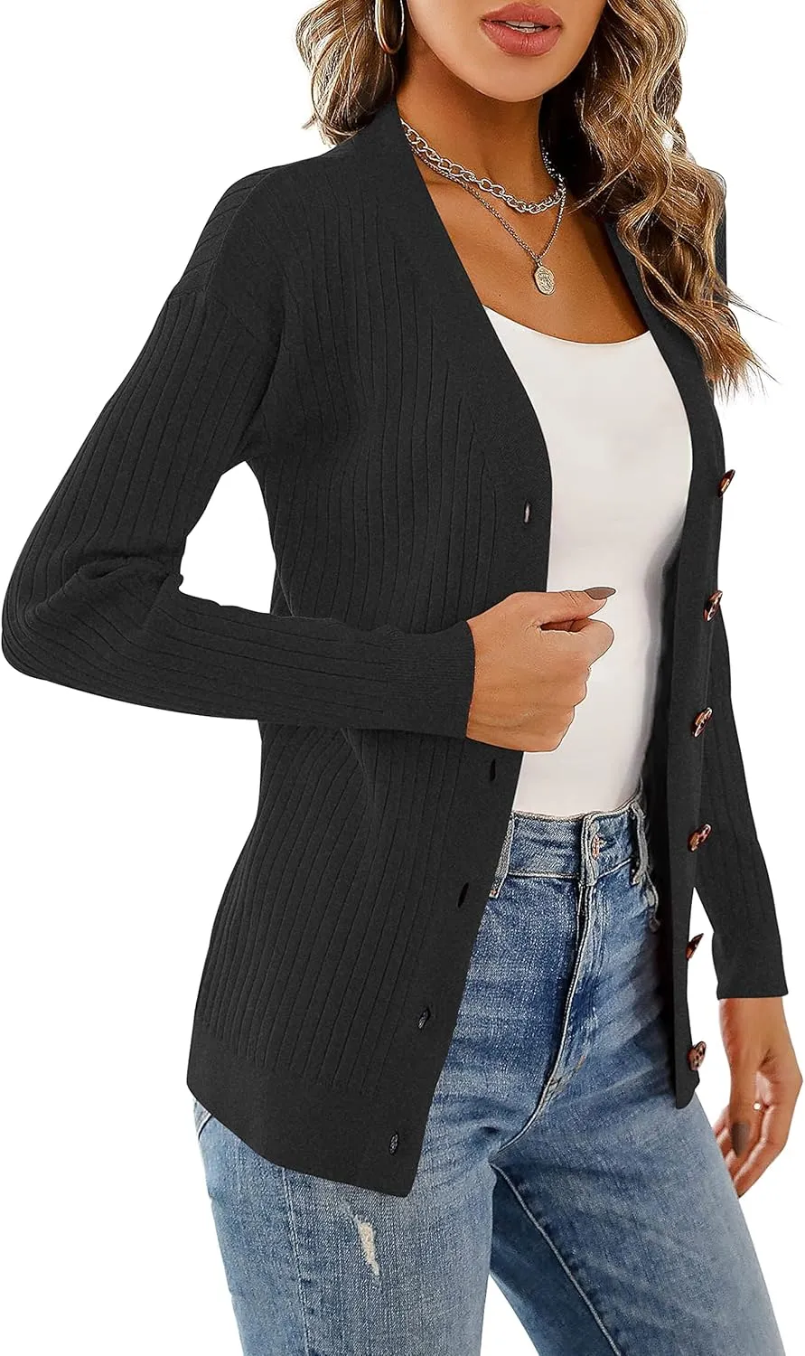 LIENRIDY Women's Knit Cardigan Long Sleeve Button Down Sweater Lightweight Cardigans, S-XL