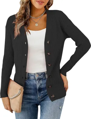 LIENRIDY Women's Knit Cardigan Long Sleeve Button Down Sweater Lightweight Cardigans, S-XL