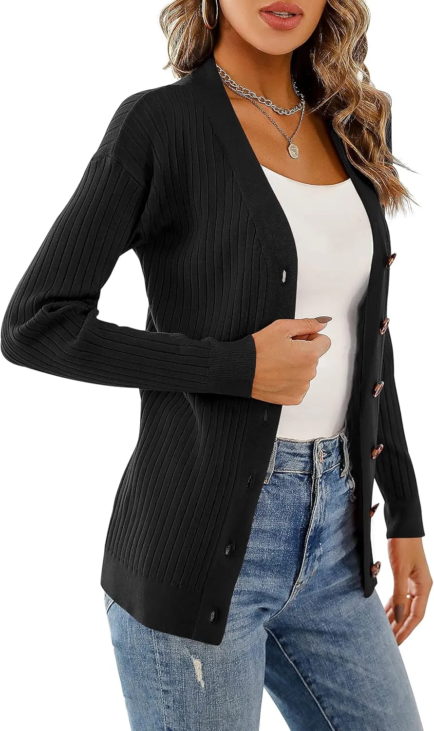 LIENRIDY Women's Knit Cardigan Long Sleeve Button Down Sweater Lightweight Cardigans, S-XL