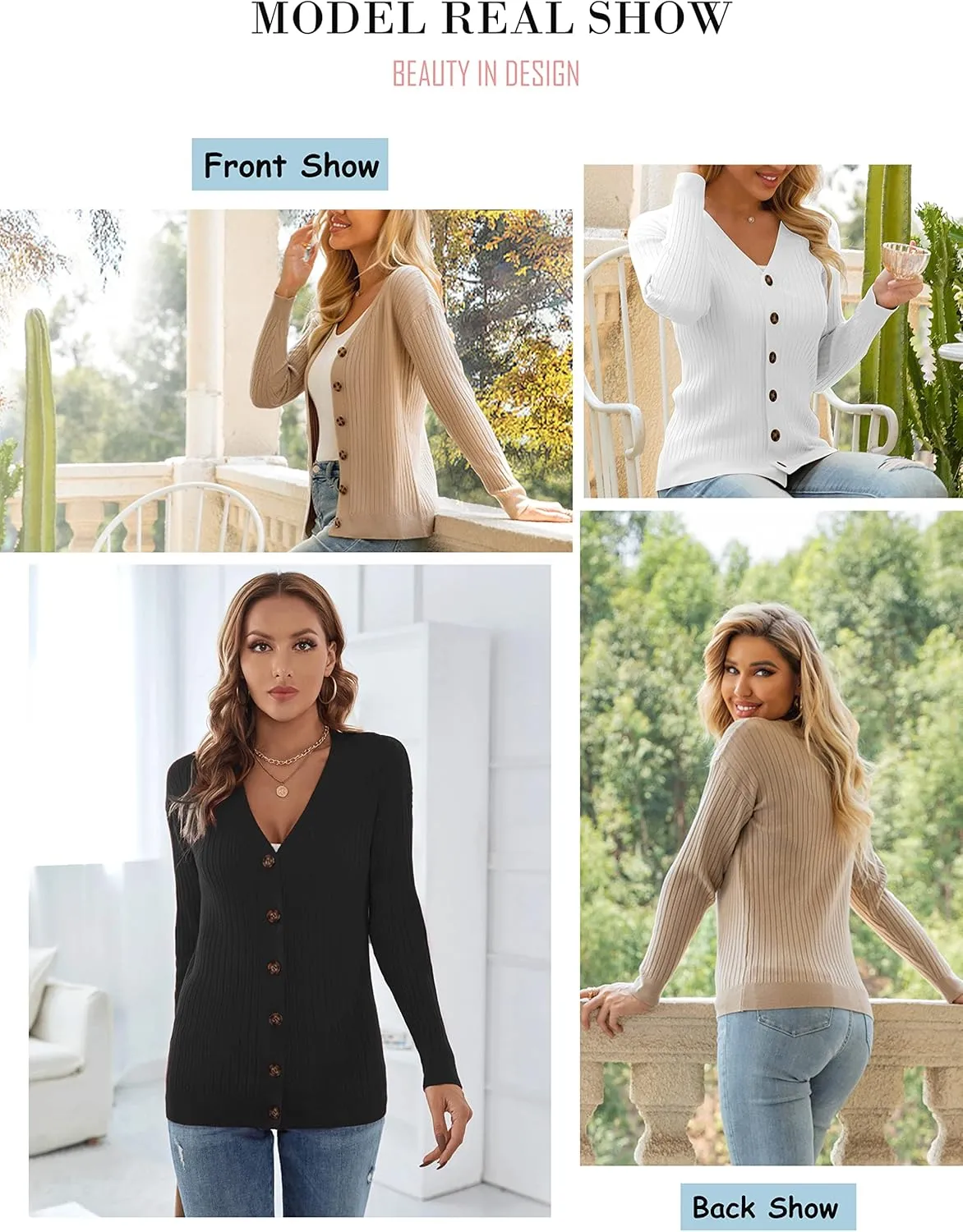 LIENRIDY Women's Knit Cardigan Long Sleeve Button Down Sweater Lightweight Cardigans, S-XL