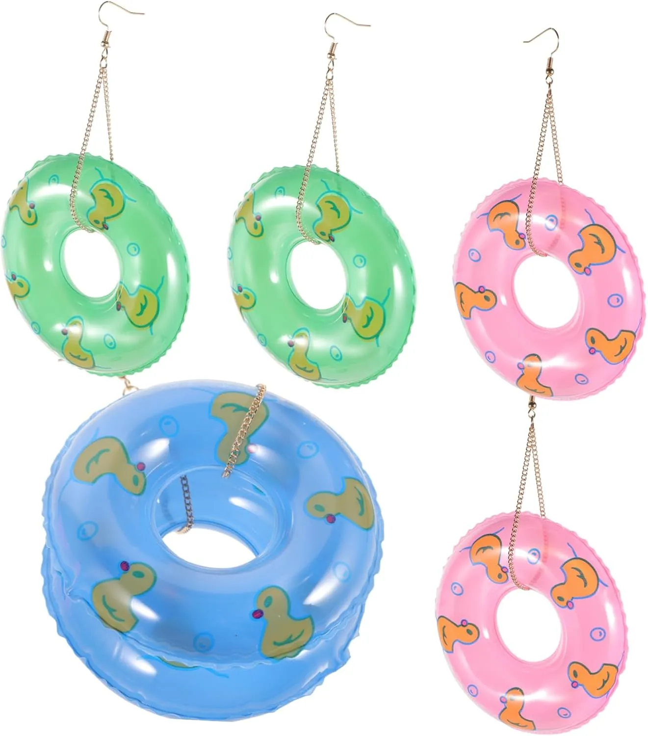 LIFKOME 3 Pairs Swimming Ring Earrings Beach Floatie Drop Dangle Earrings for Women Punk Style Set