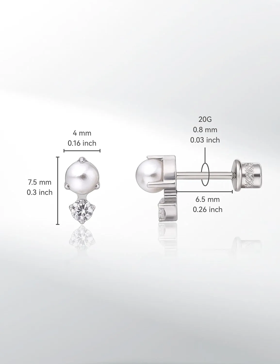 limerencia Hypoallergenic G23 Implant Grade Titanium Screw Back Earrings Tragus 20G Helix F136 Piercing Post for Sensitive Ears Cartilage