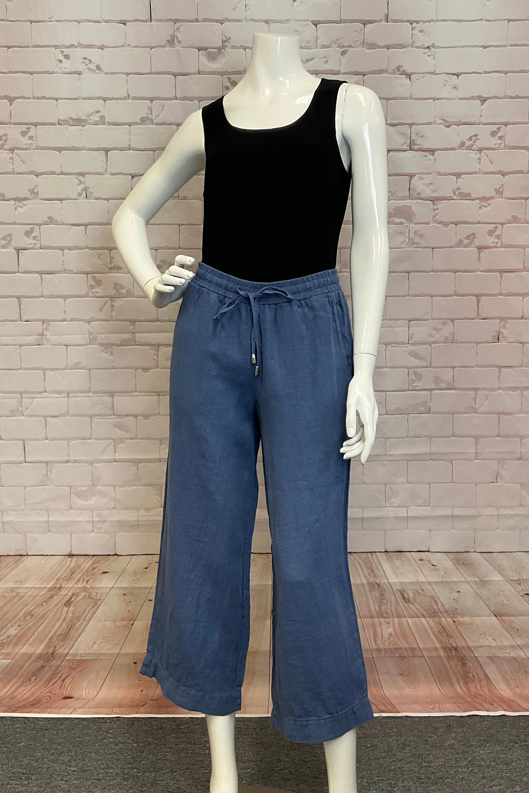 LINEN DRAWSTRING CROP PANT