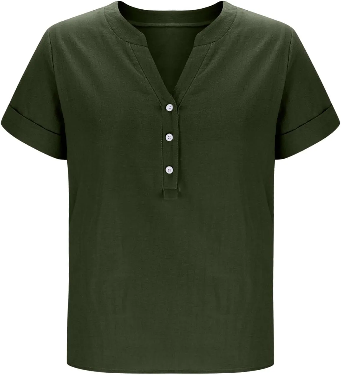 Linen Tops for Women 2025 Summer Button Down V Neck Shirts Casual Short Sleeve Loose Tshirt Cotton Linen Blouse Tees