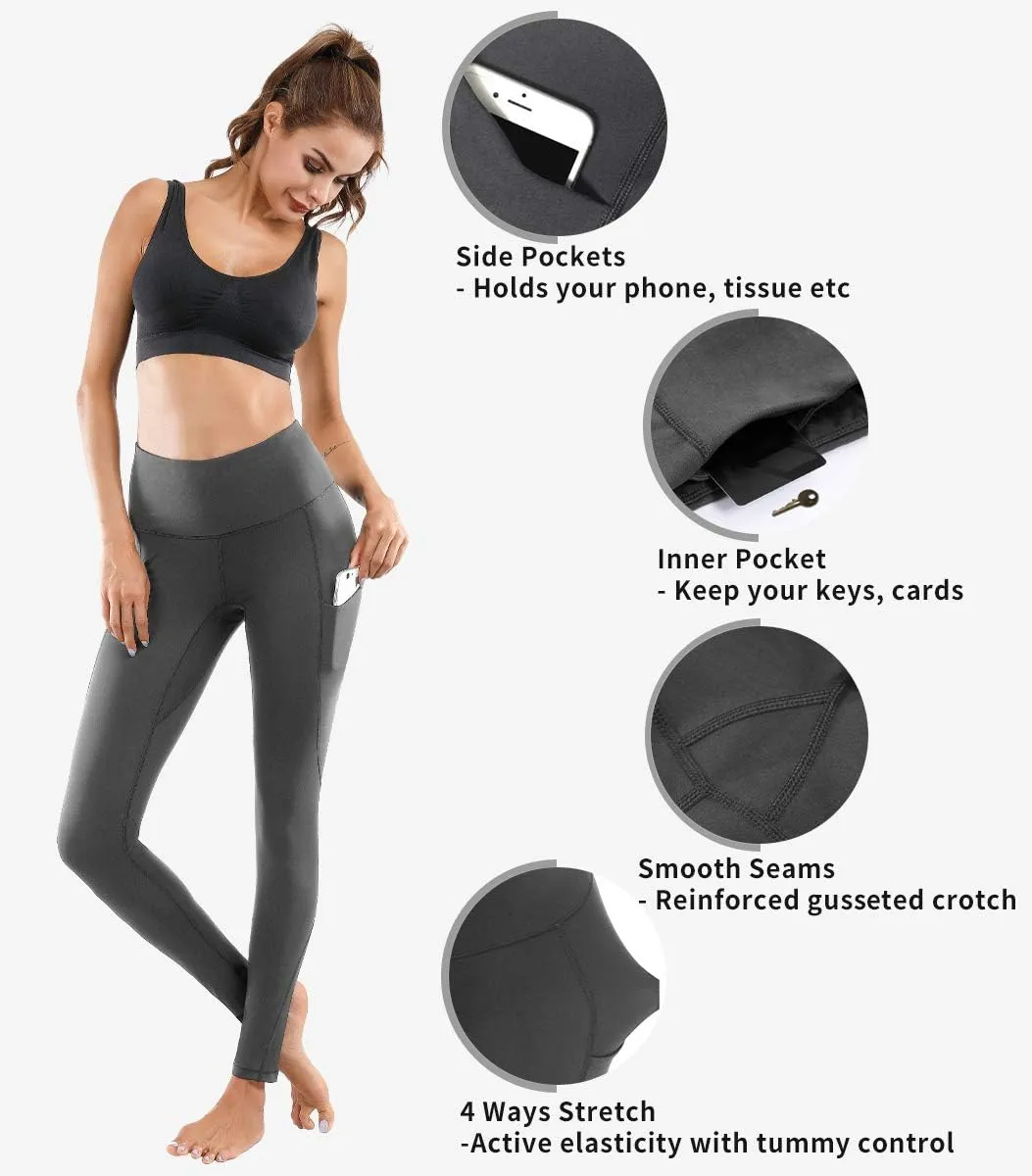 Lingswallow High Waist Yoga Pants - Yoga Pants with Pockets Tummy Control, 4 Ways Stretch Workout Running Yoga Leggings