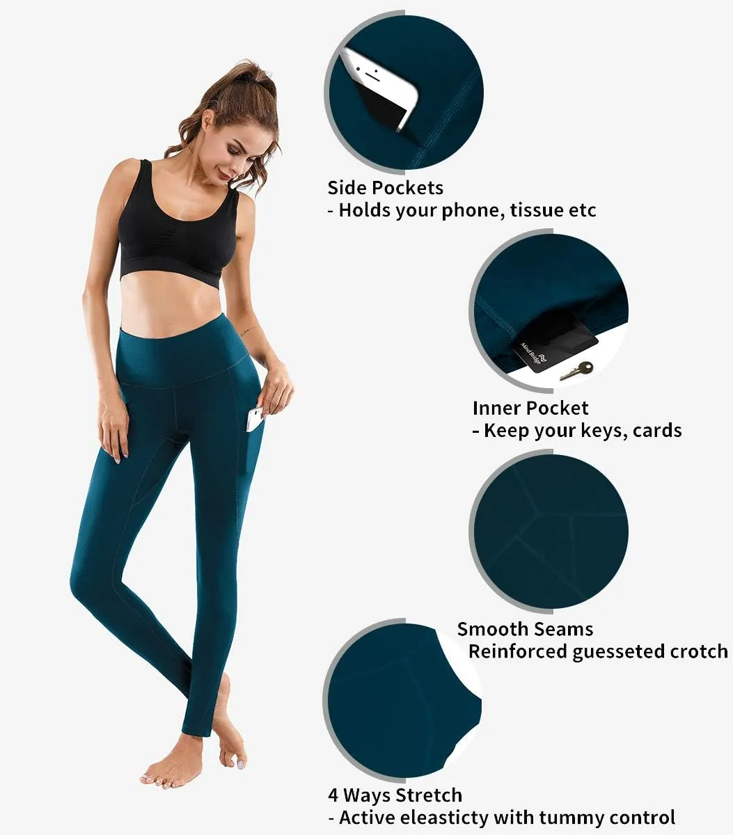 Lingswallow High Waist Yoga Pants - Yoga Pants with Pockets Tummy Control, 4 Ways Stretch Workout Running Yoga Leggings