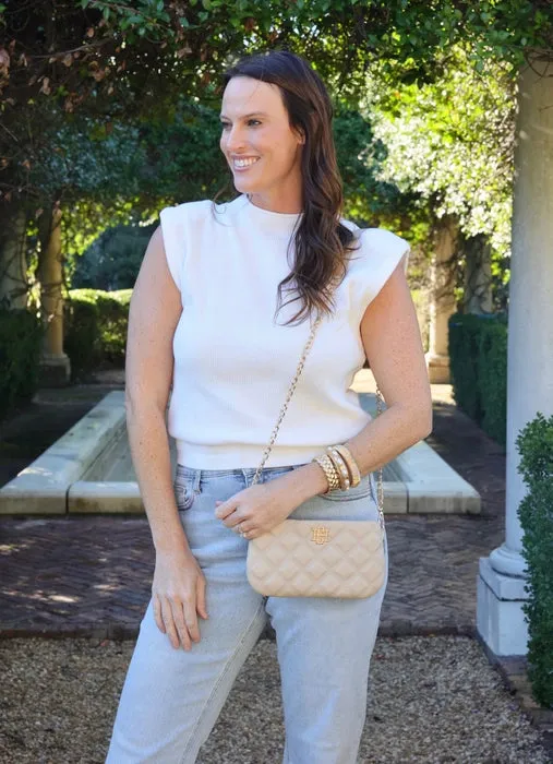 Livi Crossbody - Nude Quilted