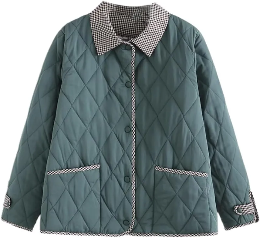 LIXINGHEITANG size mother's autumn and winter cotton-padded jacket with lapel Light weight quilted coat for women
