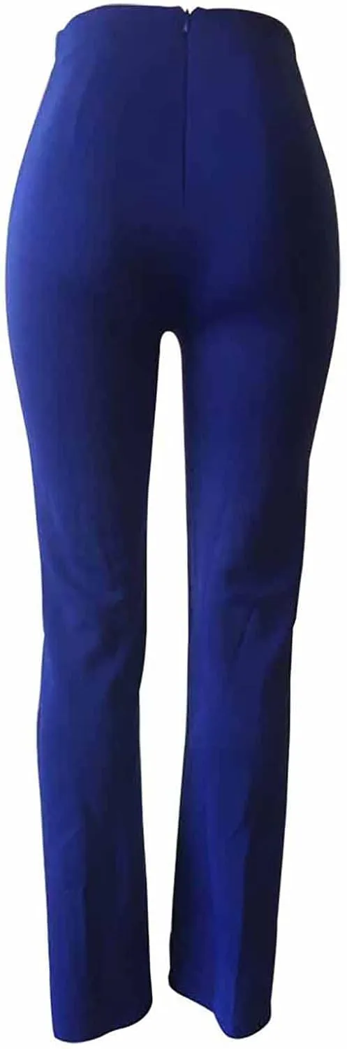 LKOUS Women's Stretchy High Waisted Wide Leg Button-Down Pants Work Dress Pant