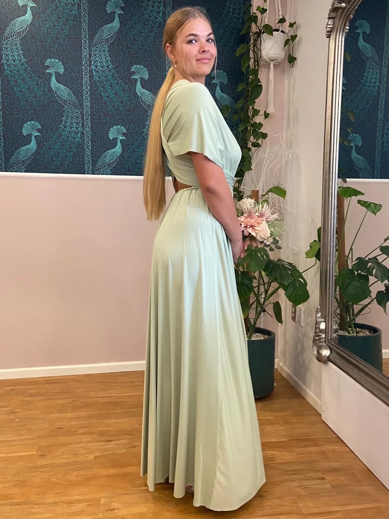 Luxe Avocado Convertible Infinity bridesmaid dress