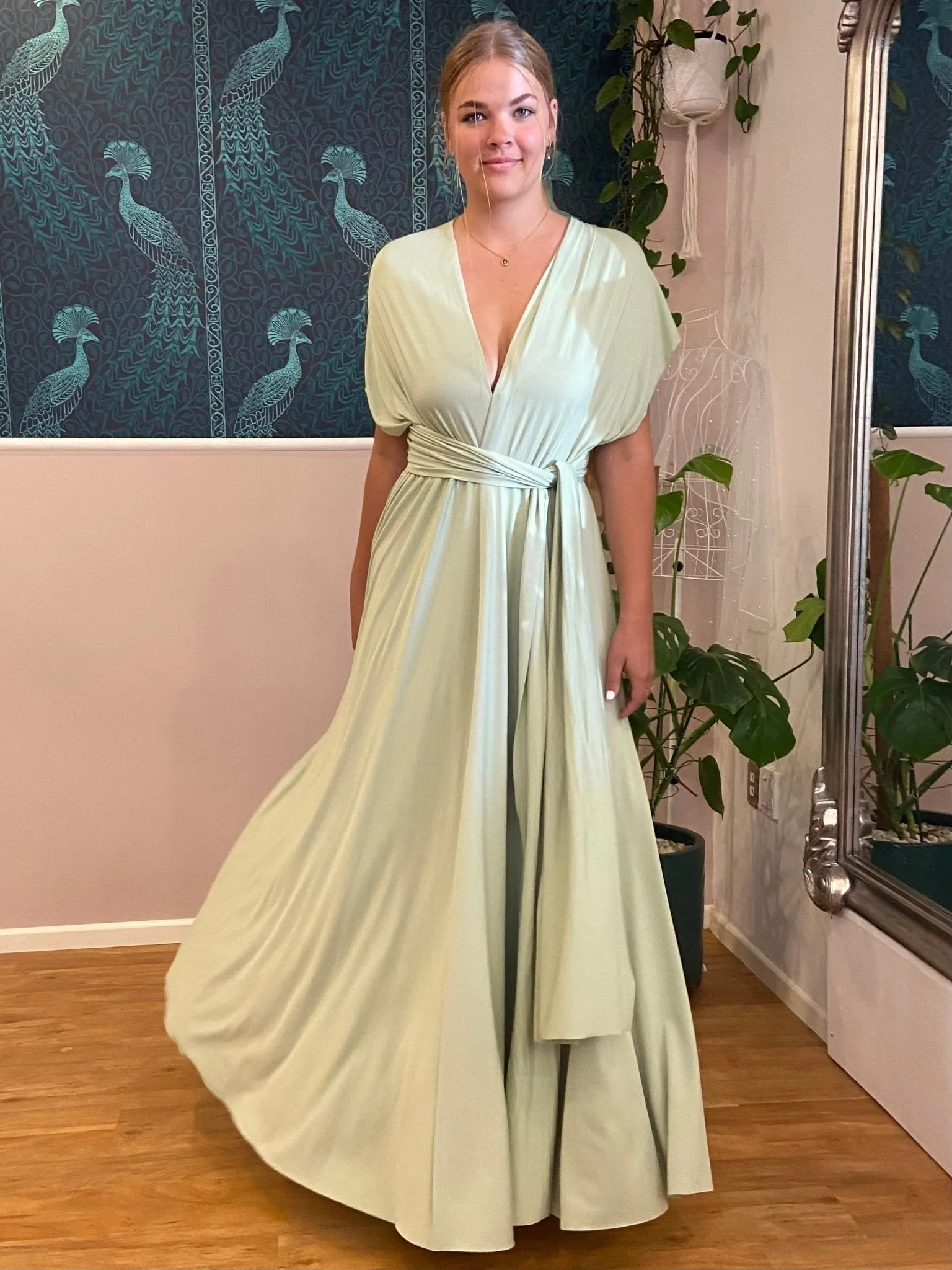 Luxe Avocado Convertible Infinity bridesmaid dress