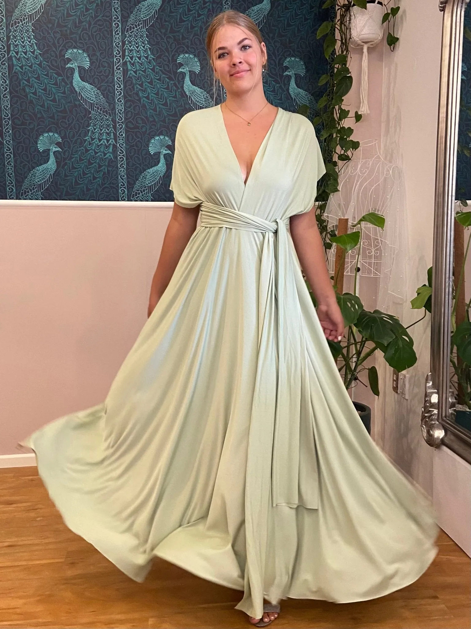 Luxe Avocado Convertible Infinity bridesmaid dress