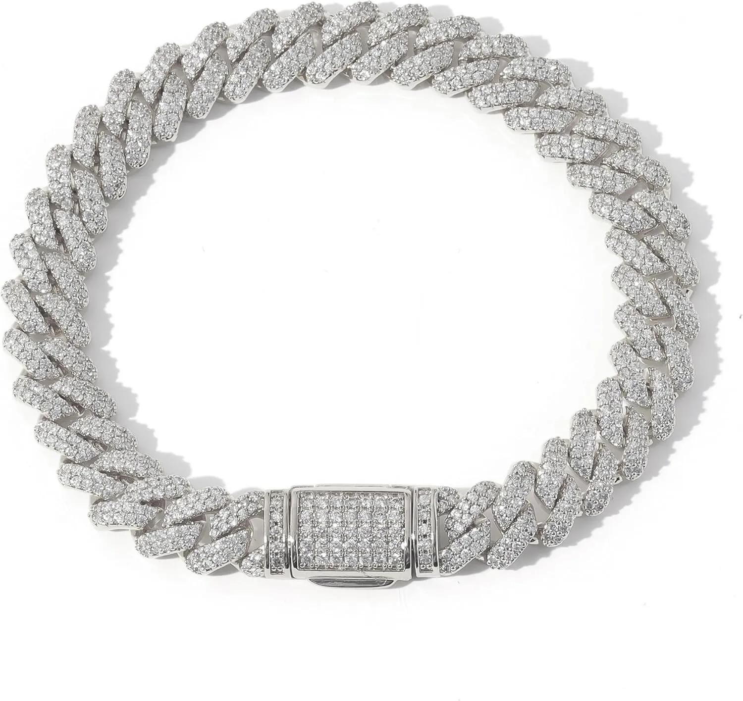 LuxeFlex Cuban Link Bracelet for Men and Women, 8mm 14K Gold/White Gold Plated, 5A Zircon Iced Out Cuban Link Chain Bracelet Set, Diamond CZ Rapper Necklace, Miami Hip Hop Jewelry