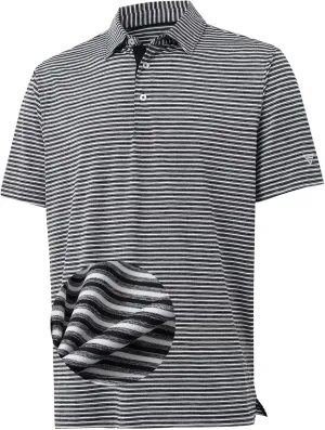 M MAELREG Golf Polo Shirts for Men Stripe Performance Moisture Wicking Dry Fit Collared Mens Polo Shirts Short Sleeve