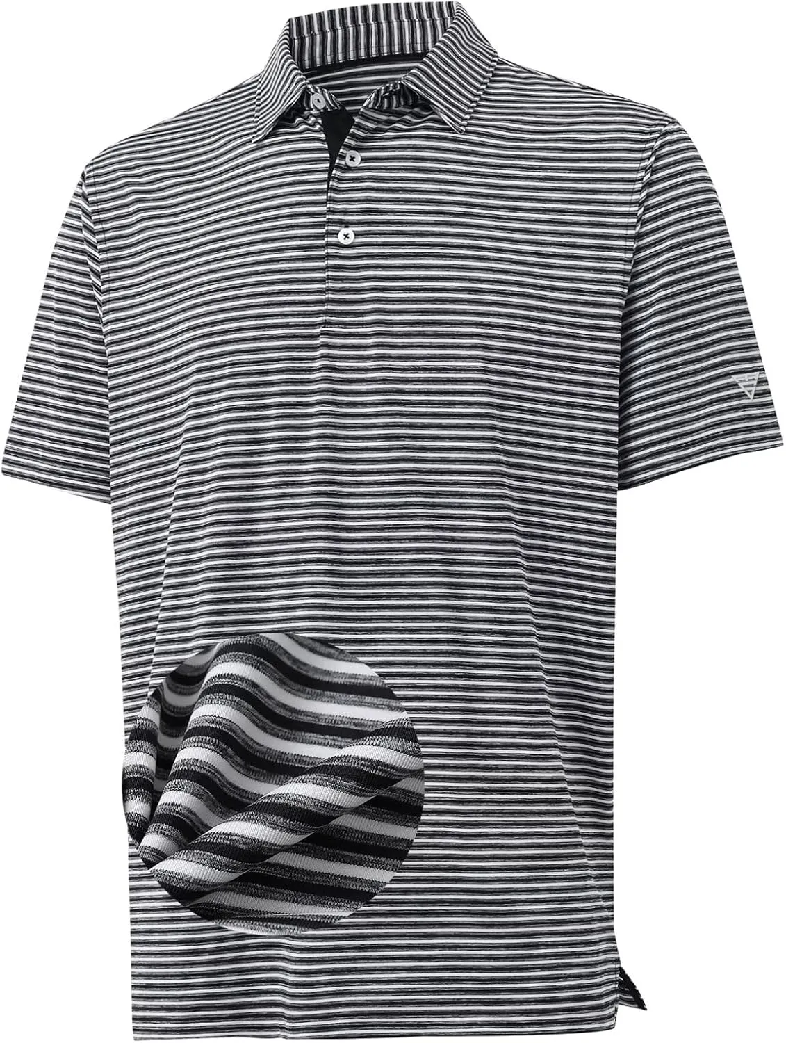 M MAELREG Golf Polo Shirts for Men Stripe Performance Moisture Wicking Dry Fit Collared Mens Polo Shirts Short Sleeve