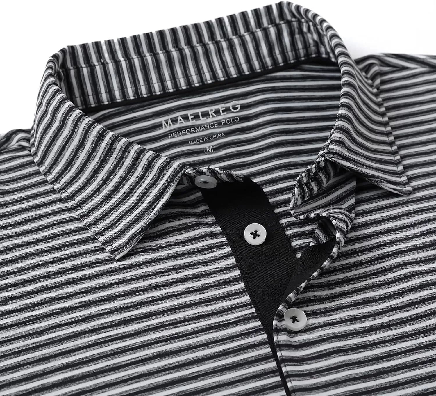 M MAELREG Golf Polo Shirts for Men Stripe Performance Moisture Wicking Dry Fit Collared Mens Polo Shirts Short Sleeve