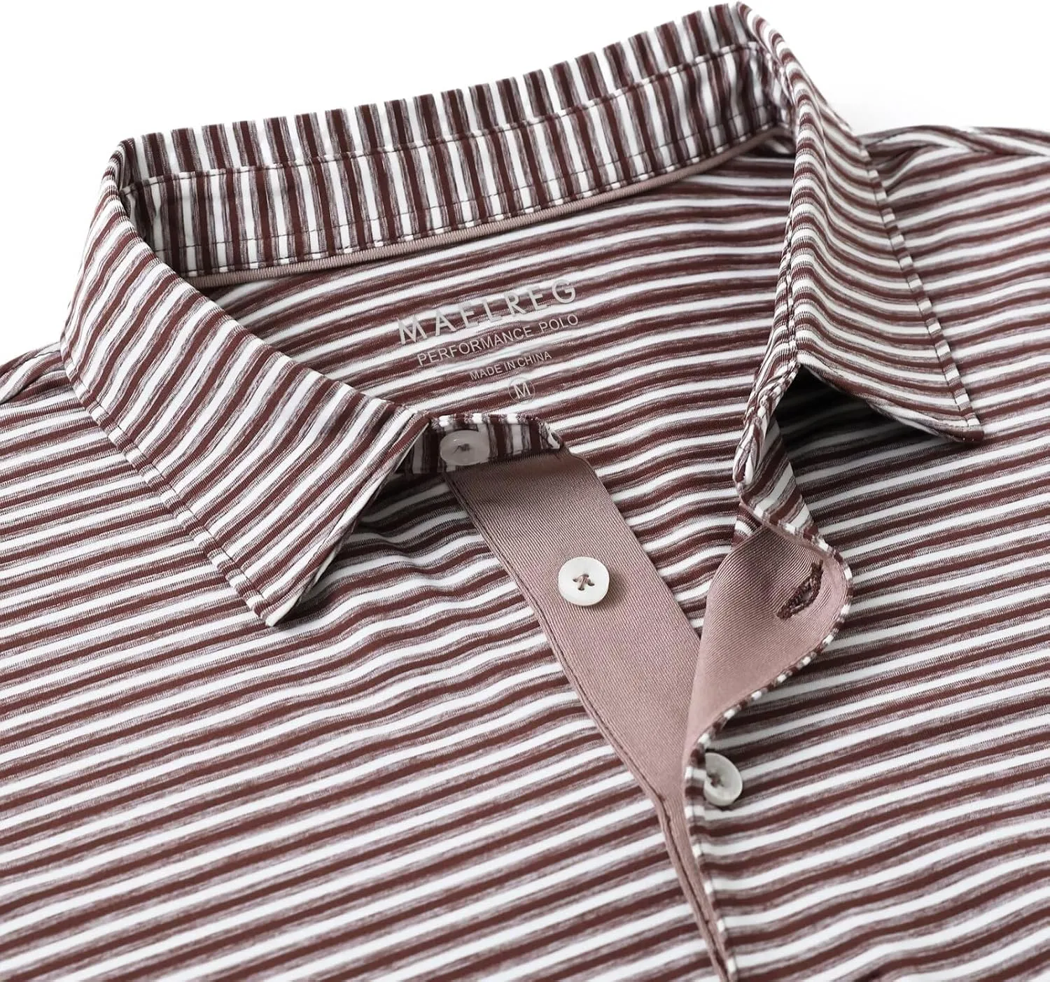 M MAELREG Golf Polo Shirts for Men Stripe Performance Moisture Wicking Dry Fit Collared Mens Polo Shirts Short Sleeve