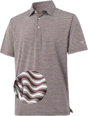 M MAELREG Golf Polo Shirts for Men Stripe Performance Moisture Wicking Dry Fit Collared Mens Polo Shirts Short Sleeve