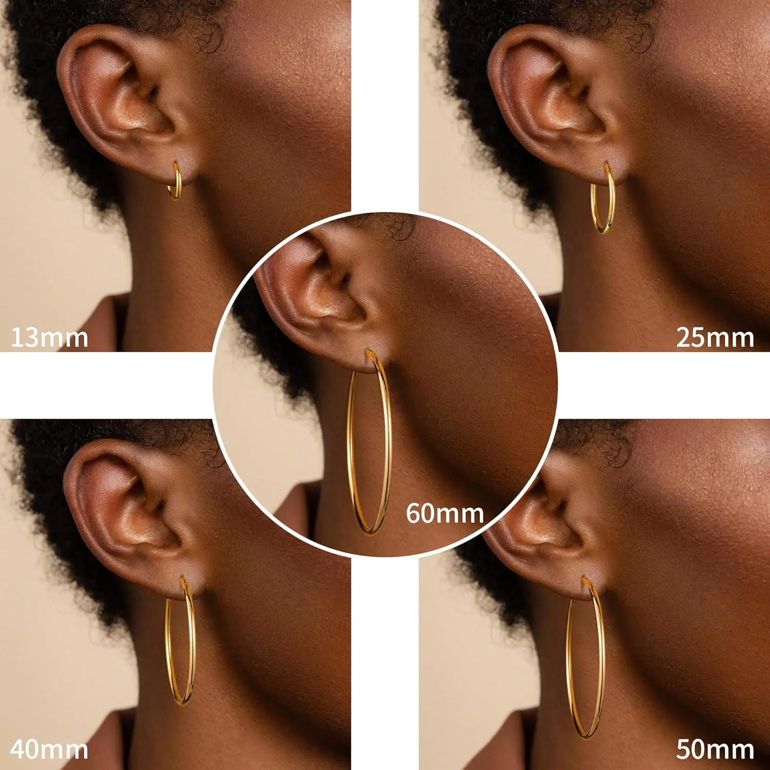 M MOOHAM Gold Hoop Earrings for Women - Hypoallergenic 14K Real Gold 925 Sterling Silver Post Sensitive Ears Nickel Free Hoops Earrings Set for Women Jewelry Lightweight 13-60mm