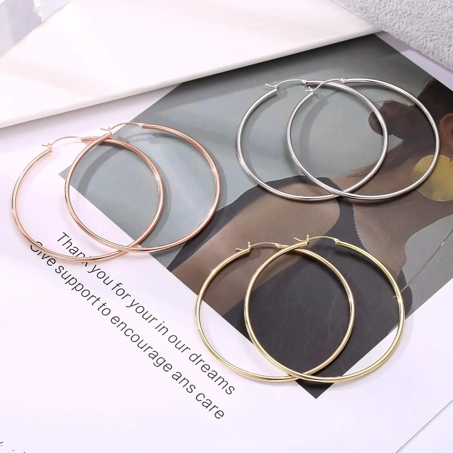 M MOOHAM Gold Hoop Earrings for Women - Hypoallergenic 14K Real Gold 925 Sterling Silver Post Sensitive Ears Nickel Free Hoops Earrings Set for Women Jewelry Lightweight 13-60mm