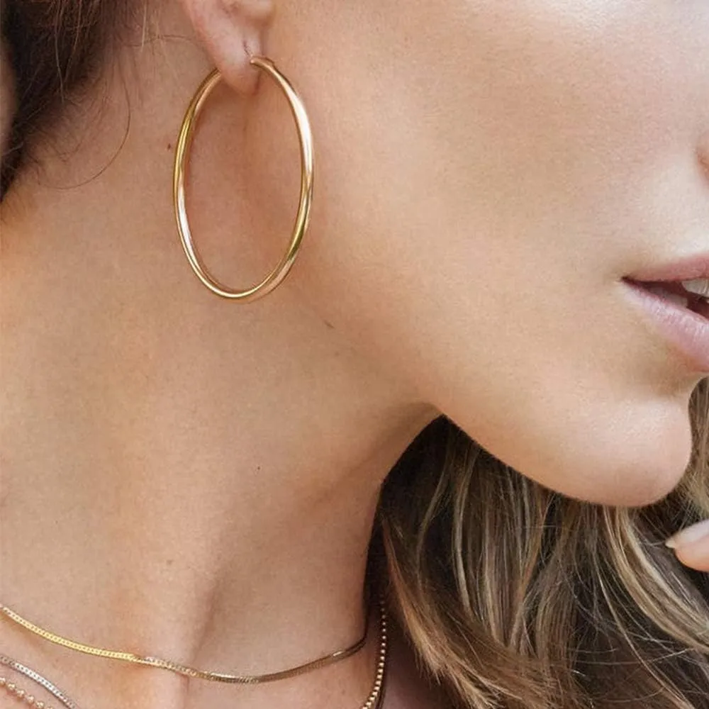 M MOOHAM Gold Hoop Earrings for Women - Hypoallergenic 14K Real Gold 925 Sterling Silver Post Sensitive Ears Nickel Free Hoops Earrings Set for Women Jewelry Lightweight 13-60mm