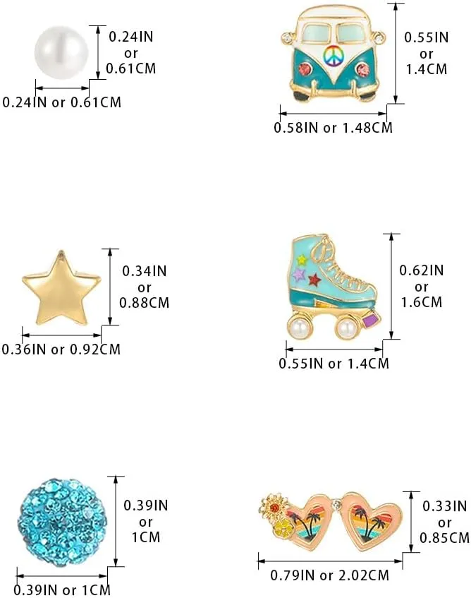 Madison Tyler 6 Pairs Cute Studs Earrings Set for Women | New Summer Studs Earrings Set for Women | Summer Earrings Collection