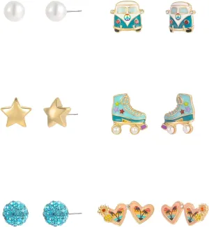 Madison Tyler 6 Pairs Cute Studs Earrings Set for Women | New Summer Studs Earrings Set for Women | Summer Earrings Collection