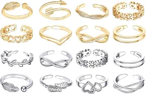 MAGIDOVE 24PCS Adjustable Toe Rings for Women Open Toe Ring Knot Toe Ring Summer Beach Foot Jewelry