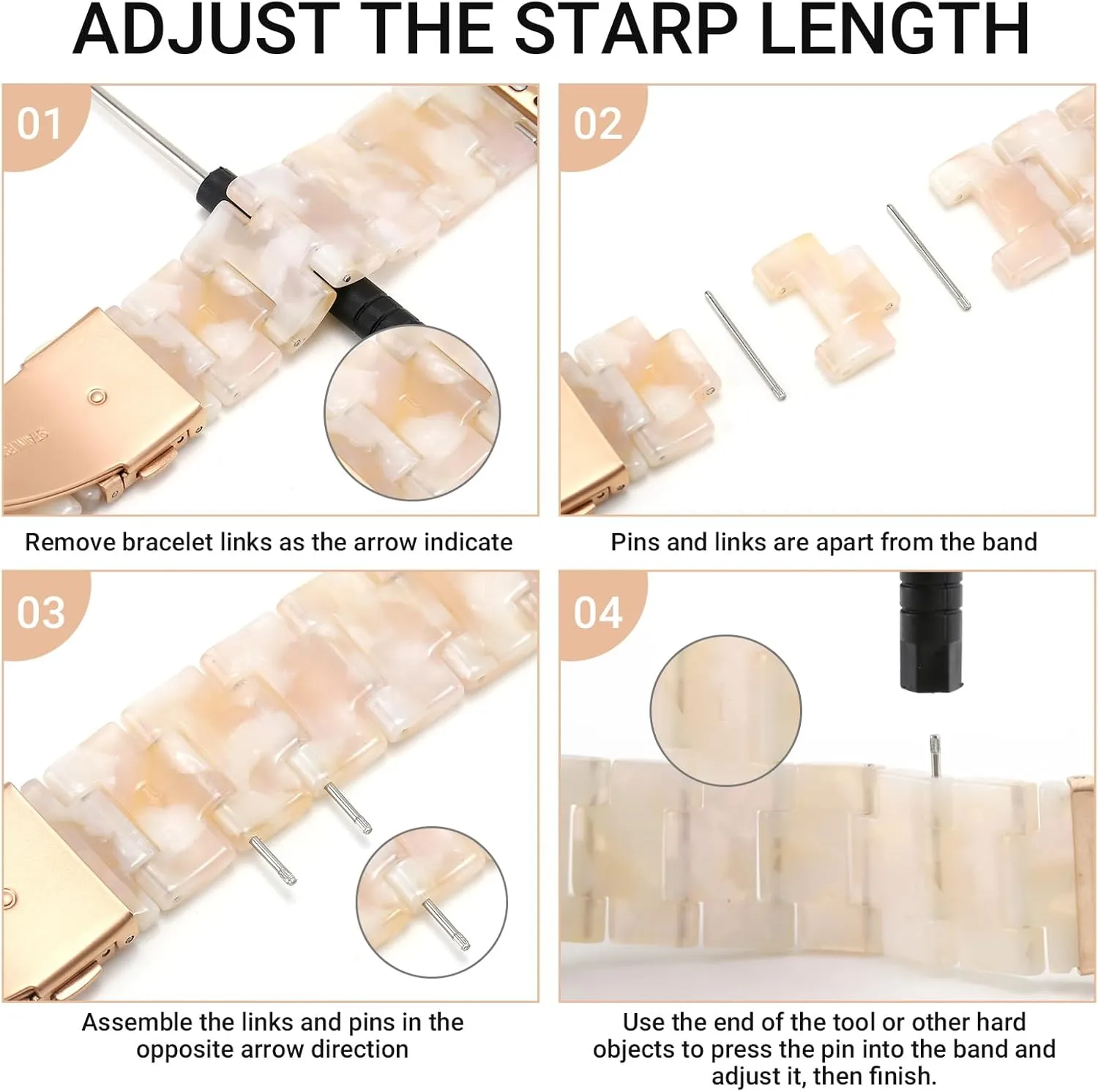 MAIRUI Resin Watch Band Compatible with Apple Watch for Women Men 41mm/40mm/38mm Series 9/8/7/6 SE Slim Bands Strap Bracelet Wristband for iWatch 5/4/3/2/1/Ultra/Ultra 2(Pink Tan)
