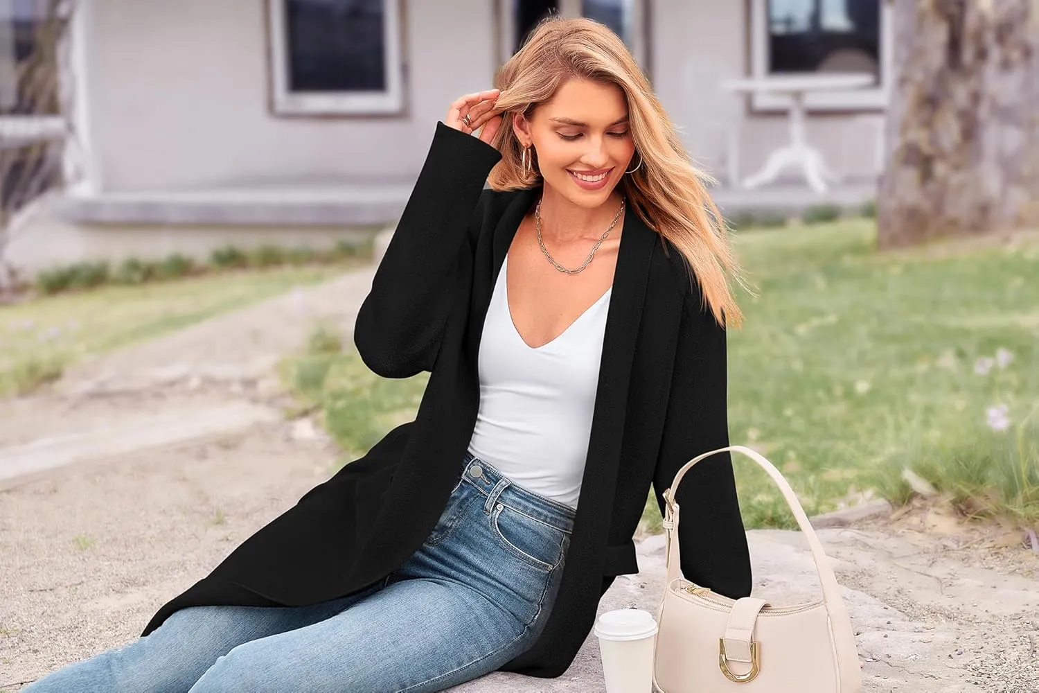 MASCOMODA Open Front Long Cardigan Sweaters for Women Trendy 2025 Fall Winter Oversized Sweater Coats Knit Coatigan Jackets