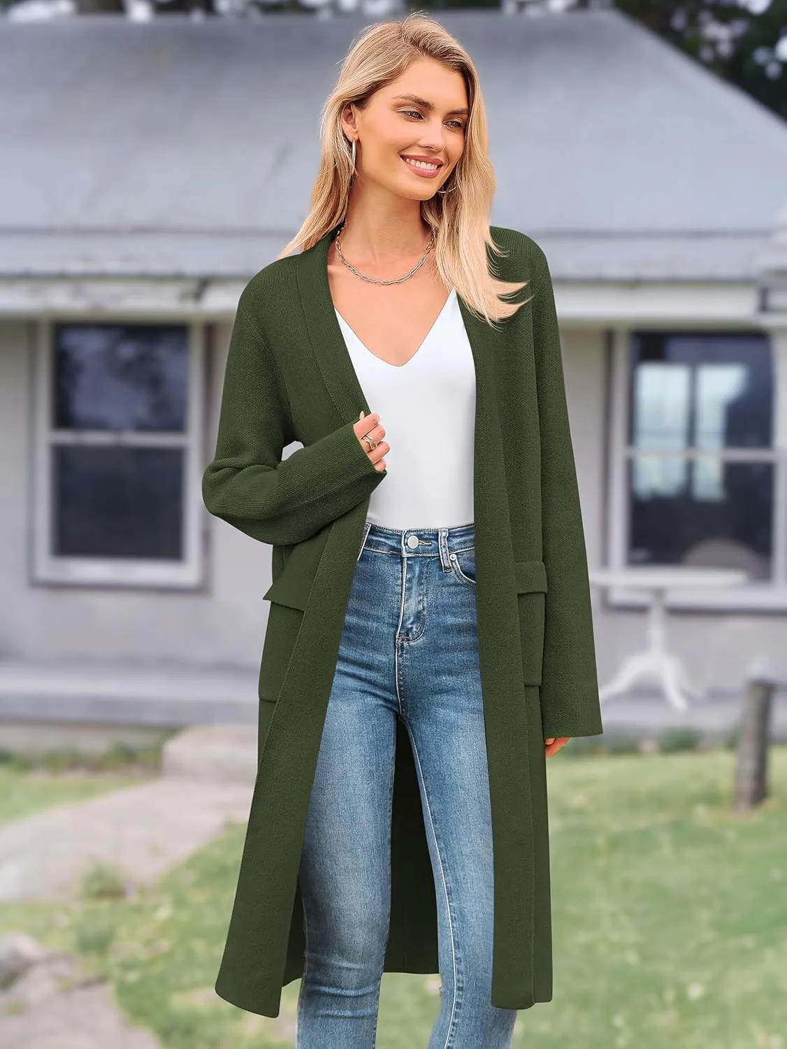 MASCOMODA Open Front Long Cardigan Sweaters for Women Trendy 2025 Fall Winter Oversized Sweater Coats Knit Coatigan Jackets