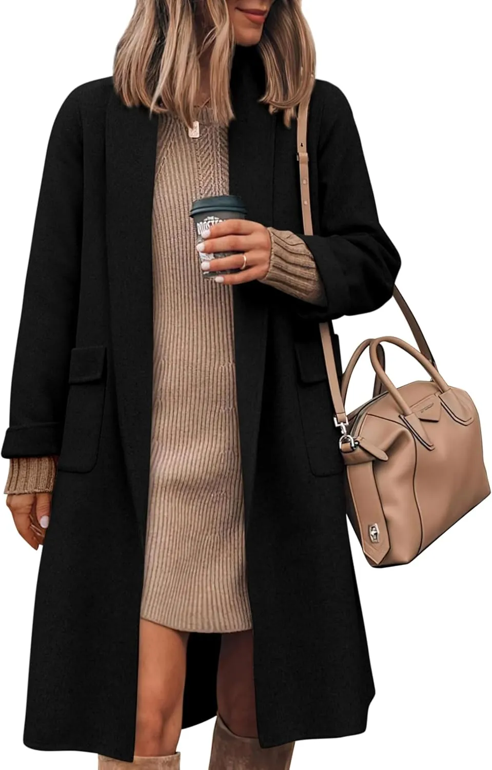 MASCOMODA Open Front Long Cardigan Sweaters for Women Trendy 2025 Fall Winter Oversized Sweater Coats Knit Coatigan Jackets