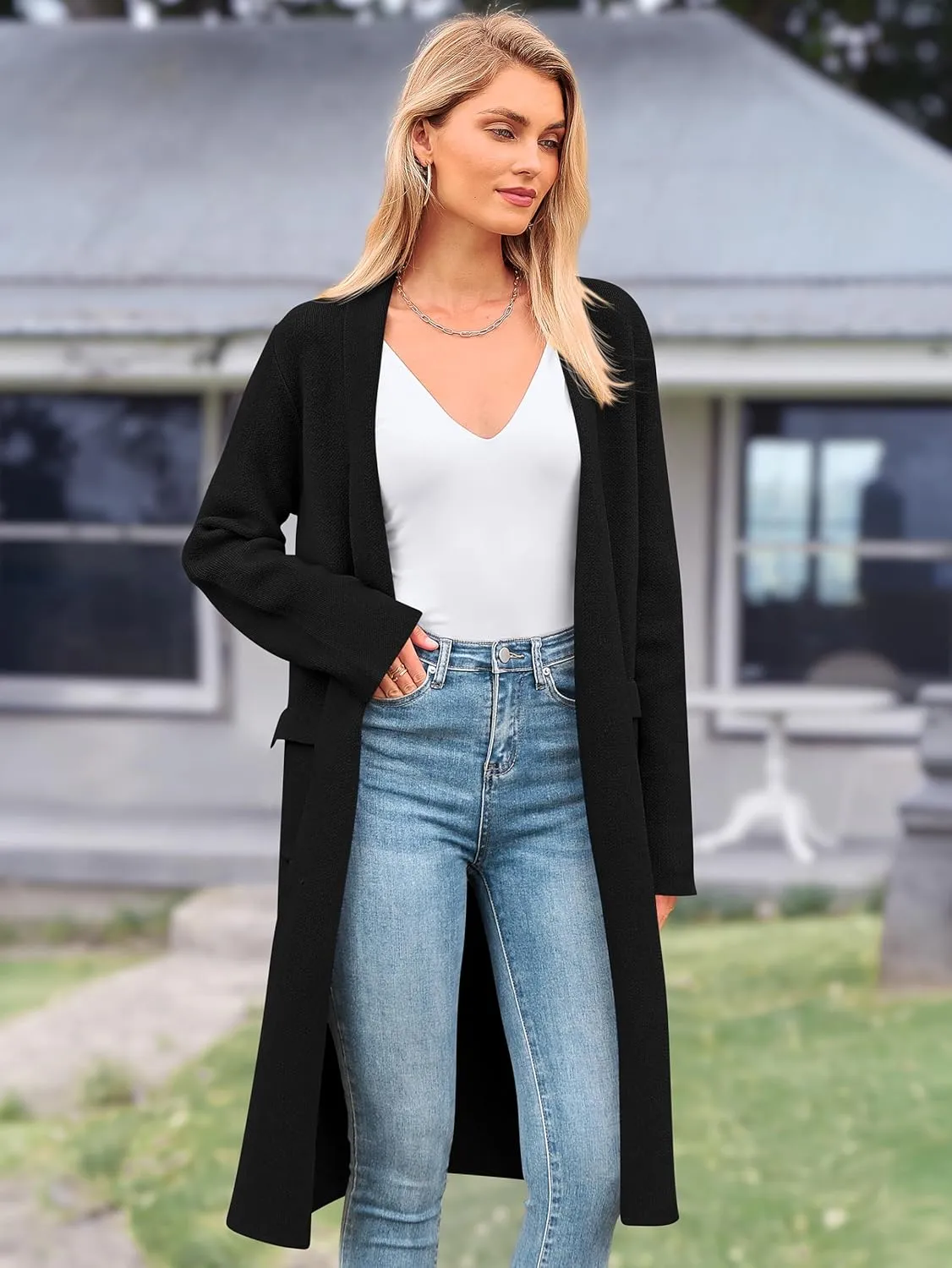 MASCOMODA Open Front Long Cardigan Sweaters for Women Trendy 2025 Fall Winter Oversized Sweater Coats Knit Coatigan Jackets