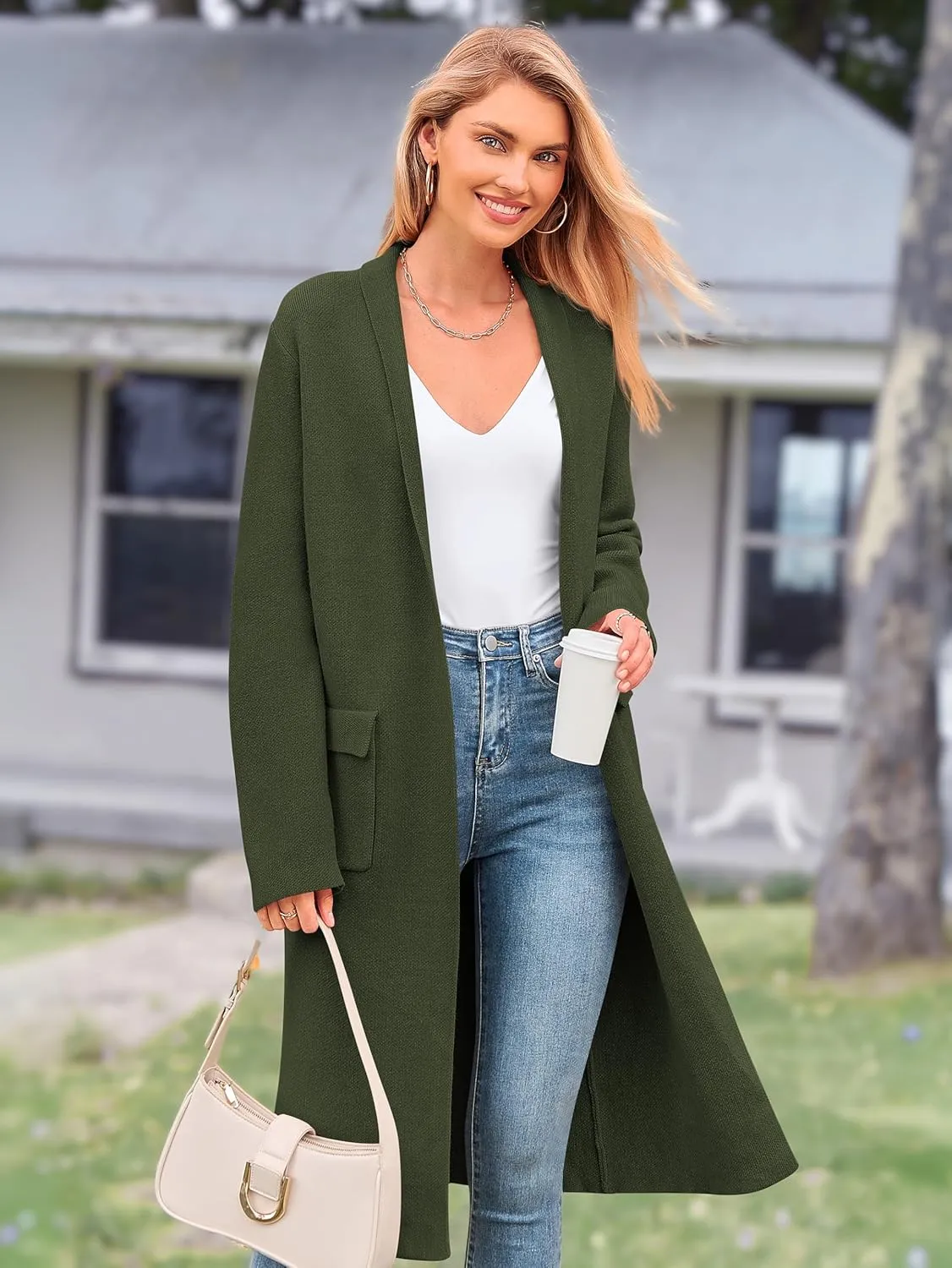 MASCOMODA Open Front Long Cardigan Sweaters for Women Trendy 2025 Fall Winter Oversized Sweater Coats Knit Coatigan Jackets