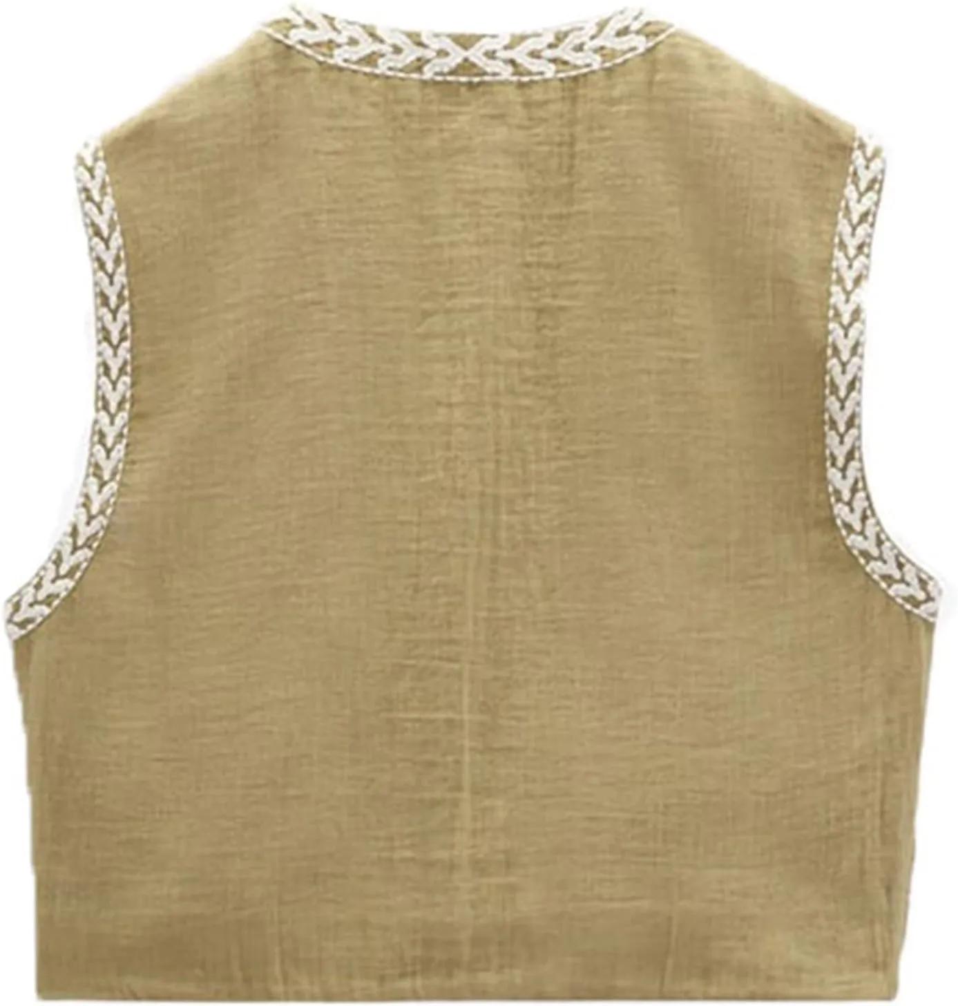 Meihuida Women Embroidered Vest Top Y2k Vintage Open Front Floral Boho Cropped Waistcoat