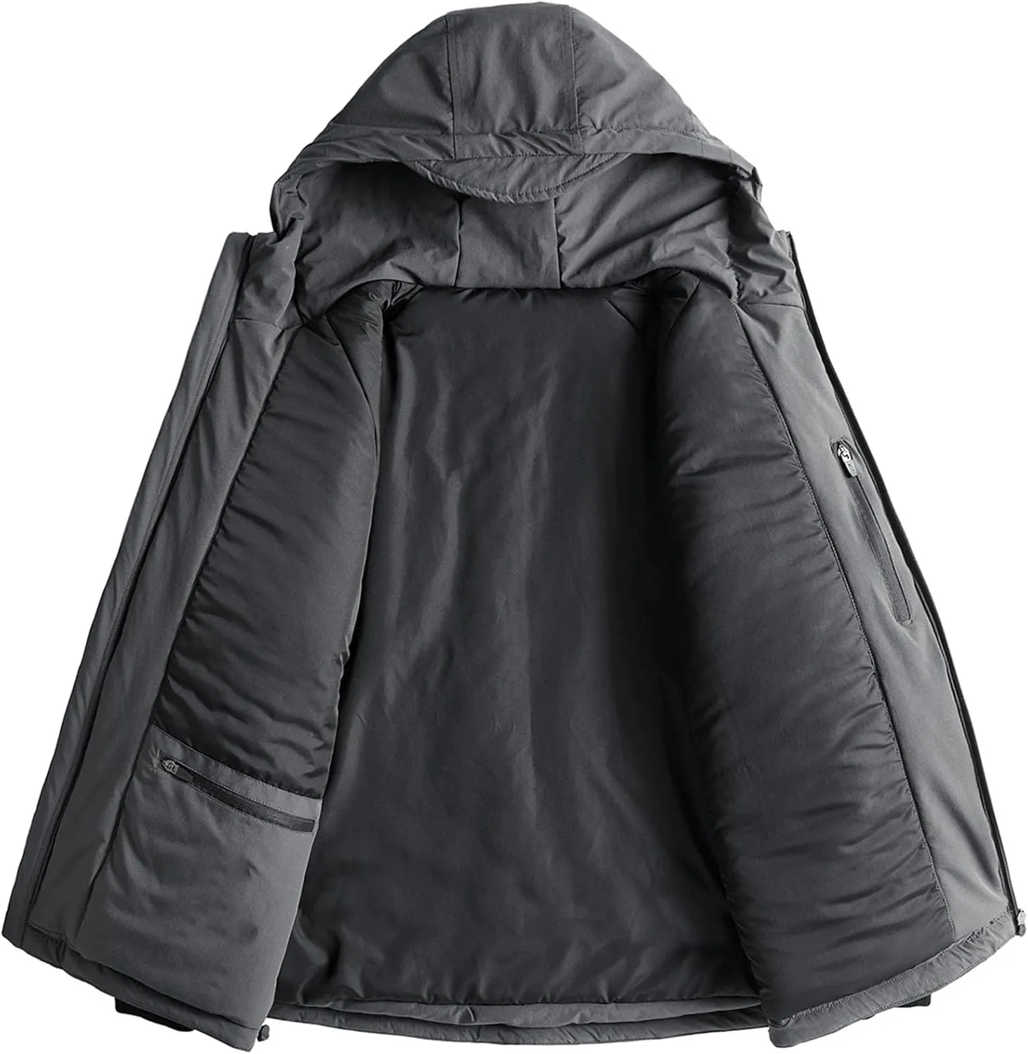 Men Hooded Solid Loose Cotton-Padded Vintage Outdoor Multi-Pocket Tooling Parka Coat