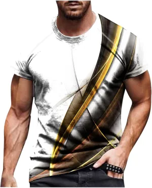 Men T Shirts Big and Tall Short Sleeve 3D Digital Print Pullover Shirt Summer Casual Crew Neck Basic Work Top